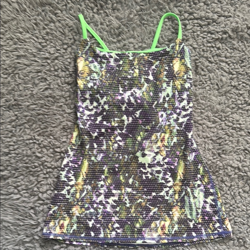 Lululemon Floral Patterned Tank with Green Straps
